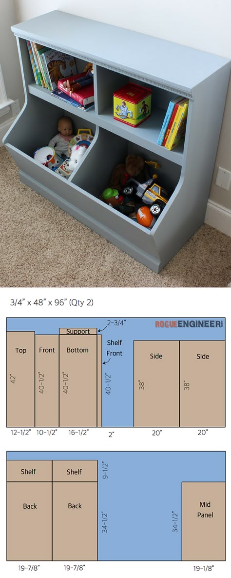 If you have kids, then you know how important storage is! This ‪#‎DIY‬ wall unit provides a bookshelf and divided bins to store toys. FREE PLANS from @rogue_engineer at buildsomething.com Diy Wall Unit, Diy Bookshelf Wall, Diy Storage Unit, Kids Storage Shelves, Diy Bookshelf Kids, Diy Kids Furniture, Diy Wood Shelves, Wall Storage Unit, Toy Storage Bins