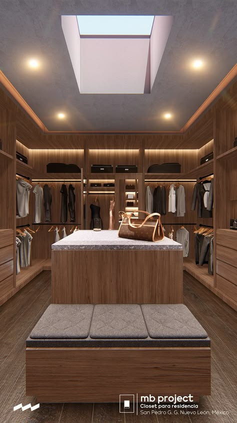 Vista 6 walking closet ˜mb (anteproyecto) well arquitectura vestidores modernos madera acabado en madera | homify Wardrobe Makeover Ideas, Closet Island, Walking Closet, Dream Closet Design, Walk In Closet Design, Closet Design Layout, Luxury Closets Design, Wardrobe Makeover, Modern Closet