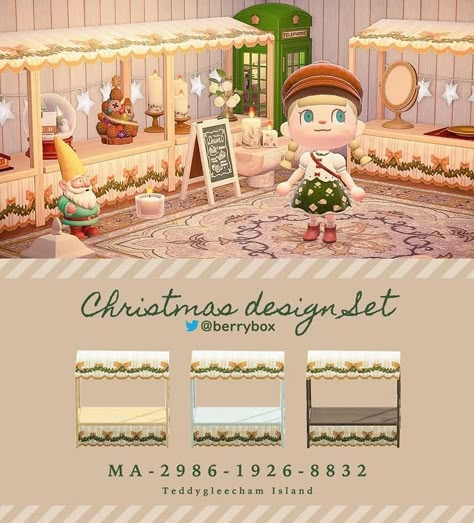 Animal Crossing Christmas Stall, Acnh Christmas Stall Design, Acnh Winter Stall, Acnh Winter Stall Design, Acnh Christmas Stall, Acnh Pattern Codes, Acnh Winter Codes, Acnh Christmas Code, Animal Crossing Christmas