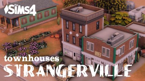 Strangerville Build, Sims Strangerville, Sims 4 Shops, Sims 4 Willow Creek Map Ideas, Sims 4 Laundromat, Strangerville Sims 4, Ts4 Strangerville, Sims 4 Strangerville House, Strangerville House Sims 4