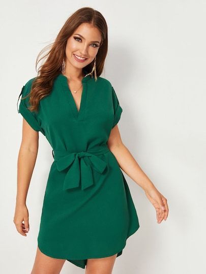 Maxi Dress Formal, Roll Up Sleeves, Short Sleeve Dress, Tie Dress, Belted Dress, Lany, Green Dress, Sleeve Dress, Jumpsuit Dress