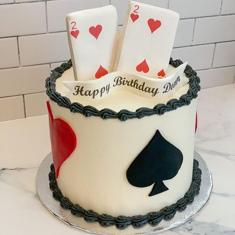 The Heart & Spade Card theme birthday cake for 2 yrs old looks so beautiful! The design is suitable for birthdays, anniversaries, card game parties, and age-appropriate for all. Image Source: ambrosialsweettreats #CakeDesign #Cardgame #BirthdayCake Blackjack Birthday Cake, Playing Card Birthday Cake, Playing Cards Cake Design, Casino Theme Birthday Cake, Poker Birthday Cake, Cards Theme Cake, Deck Of Cards Cake, Poker Cake For Men, Blackjack Cake