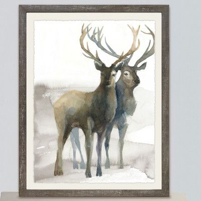 Birch Lane Antlered Deer Framed Print Blue Picture Frames, Woodland Friends, New Wall, Art And Technology, Framed Canvas Prints, Antlers, Art Sur Toile, Art World, Original Watercolors