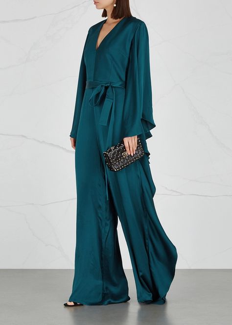 Green Jumpsuit Outfit, Teal Jumpsuit, Silk Jumpsuit, Green Jumpsuit, Jumpsuit Outfit, Harvey Nichols, Teal Green, Net A Porter, Porter