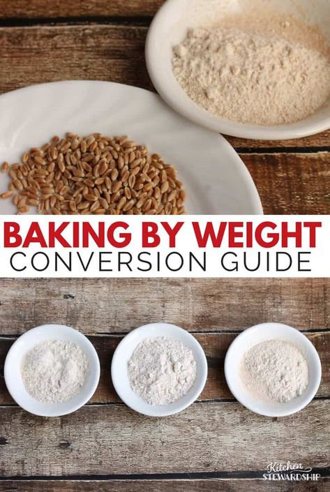 3 reasons you might want to start baking by weight vs. measurements. Plus how to convert your favorite recipes from cups to grams. With these easy recipe conversion guide and printable, you'll be able to use different flours in recipes easily and enjoy baking in grams. How Much Baking Powder To One Cup Flour, Convert Grams To Cups Baking, Baking Conversion Chart Grams, Conversion Chart Grams To Cups, Weight Conversion Chart Lbs To Kg, Baking Weights, Weight Conversion, Recipe Conversions, Measuring Flour