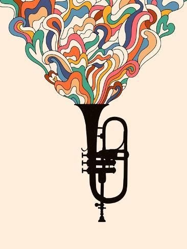 size: 12x9in Giclee Print: Jazz, 2024 (Digital) by Florent Bodart : Brass Band Illustration, Jazz Music Festival Poster, Music Illustration Artworks, Jazz Art Vintage, Craft Musical Instruments, Drawing Musical Instruments, Music Band Illustration, Colorado Flag Art, Vinyl Record Poster