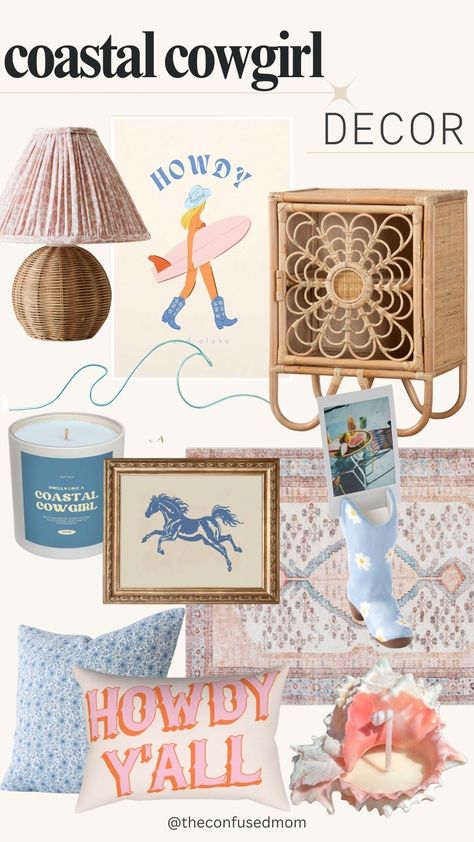 coastal cowgirl, coastal cowgirl decor, coastal cowgirl aesthetic, coastal cowgirl bedroom, coastal cowgirl room, coastal bedrooms, beachy bedroom, coastal room, pink aesthetic, cowgirl aesthetic, blue aesthetic, boho western, beach house decor, modern beach house, beach house interior, beachy room decor, beachy room inspo, blue aesthetic, side table, rattan, wall decor, girls room, rug, cowgirl boot decor, coastal lamp, coastal throw pillows, cowgirl throw pillows Beach Cowgirl Bedroom, Costal Cowgirl Aesthetic Dorm Room, Coastal Cowboy Dorm Room, Coastal Western Home, Coastal Cowboy Room Decor, Cowgirl Aesthetic Decor, Fun Coastal Bedroom, Coastal Cowgirl Christmas, Cowgirl Coastal Aesthetic