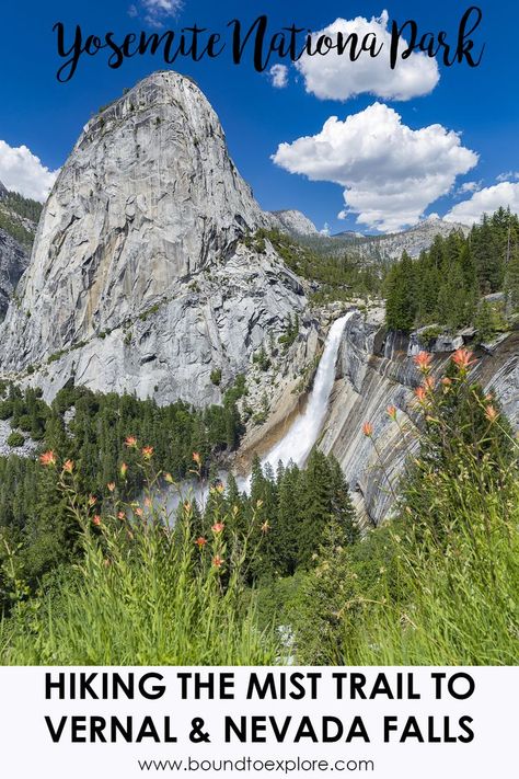 One of the most scenic hikes in Yosemite is up the Mist Trail, and down the John Muir Trail. Don't miss this adventure hiking Vernal and Nevada Falls! #yosemite #besthikesinyosemite #misttrail #vernalfalls #nevadafalls #yosemitewaterfallhike Mist Trail Yosemite, Yosemite Waterfalls, Outdoor Adventure Activities, Hiking Training, John Muir Trail, California Destinations, Adventure Hiking, Visit California, California Travel Road Trips