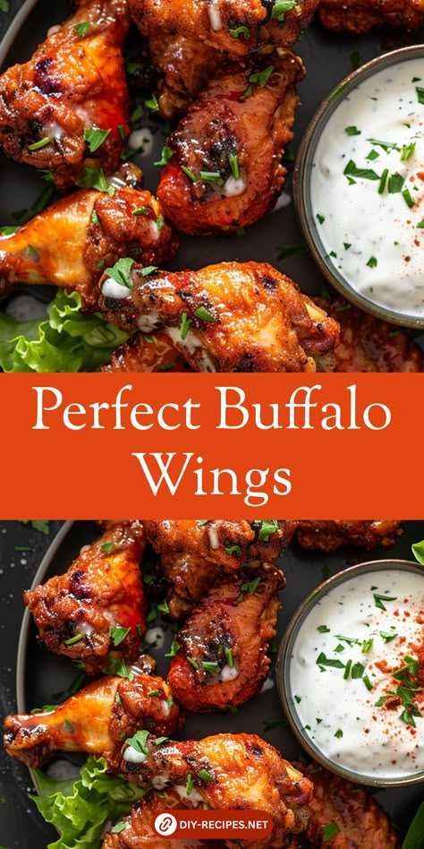 Learn how to make Perfect Buffalo Wings with this easy recipe. Crispy wings coated in spicy sauce, perfect for any occasion! #PerfectWings #TastyRecipes Mild Wings Recipe Baked, Longhorn Wings Recipe, Bone In Chicken Wing Recipes, Wing Sauce Recipes Buffalo, How To Cook Hot Wings, Air Fried Buffalo Wings, Best Buffalo Wings Recipe, Chicken Wings Easy Recipe, Wing Stop Original Hot Recipe