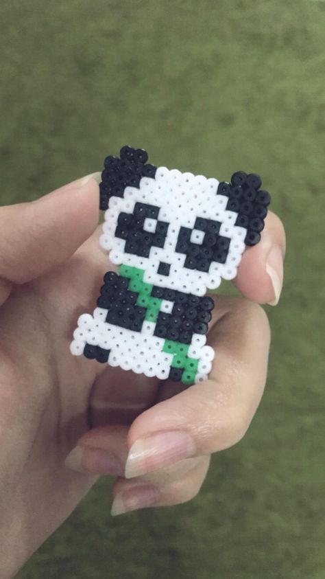 Panda Ideas Diy, Cute Animal Perler Beads, Animal Hama Beads, Hama Beads Patterns Animals, Panda Perler Bead Patterns, Patrones Hama Beads Ideas, Hammer Beads Ideas, Panda Perler Beads, Perler Beads Animals