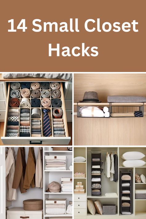 Feeling overwhelmed by your tiny closet? I totally get it, but organizing a small space doesn’t have to be stressful! These 14 pro small closet organization ideas will help you maximize every inch while keeping things tidy and chic. From double hanging rods and slim hangers to clever use of baskets and bins, these tips are game-changers. Ready to transform your closet into an organized haven? Explore these creative solutions and find your favorite! Shelving Ideas For Small Closets, How To Hang Closet Rod, Maximizing Small Closet Space, Small Closet Ideas Aesthetic, Extra Small Closet Ideas, Tiny Closet Organization Ideas Bedrooms, Compact Closet Ideas, Top Of Closet Organization, Small Organized Closet