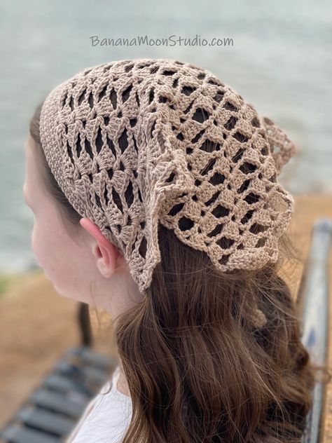 Crochet Lace Kerchief, Lace Kerchief, Kerchief Pattern, Hair Kerchief, Crochet Kerchief, Kerchief Hair, Lacy Crochet, Crochet Bandana, Summer Festivals