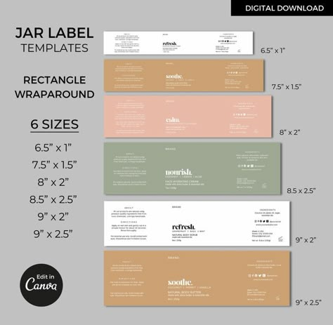 Cosmetic Jar Label Template Canva Editable Printable Product - Etsy Philippines Canva Label Design, Moisturizer Label Design, Skincare Label Design Ideas, Cream Jar Packaging Design, Cute Label Design, Cosmetic Label Design Beauty Packaging, Skin Care Label Design, Product Label Design Ideas, Cream Label Design