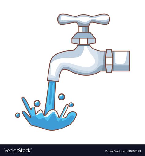 Tap Drawing, Tap Illustration, Faucet Drawing, Water Tap Drawing, Water Cartoon, Save Water Pictures, Tap Water, Water Vector, Cartoon Tap