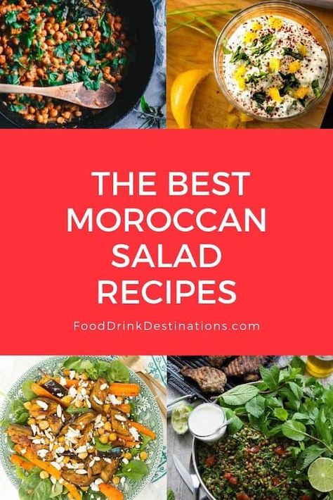 Best Moroccan Salad Recipes Moroccan Recipes Authentic, Moroccan Vegan, Morocco Recipes, Moroccan Salads, Moroccan Side Dishes, Moroccan Chickpea Salad, Moroccan Foods, Great Salads, Flavorful Salads