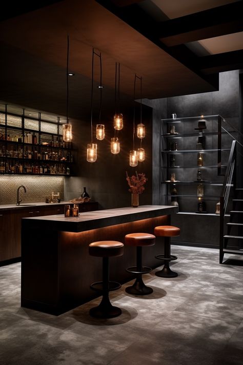 Basement Speakeasy Ideas, Club Design Interior, Modern Basement Bar, Cabin Basement, Speakeasy Decor, Living Arrangements, Different House Styles, Ceramics Vase, Home Wet Bar