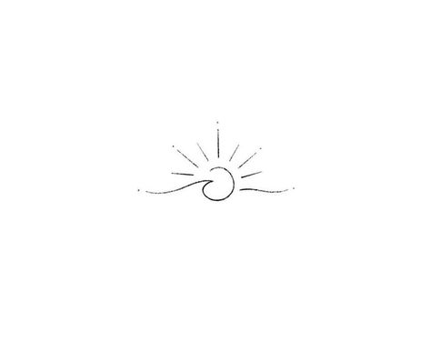 Hips Tattoo Women Side Minimalist, Single Line Ocean Tattoo, Wave Sun Tattoo Simple, Wave And Star Tattoo, Line Ocean Tattoo, Wave Tattoos For Women, Sun And Water Tattoo, Sea Tattoos For Women, Wave Sun Tattoo