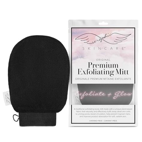 Seraphic Skincare (Original) Premium Exfoliating Mitt for Body (1pc) – 100% Vegan Viscose Traditional Body Scrub Glove Kessa Korean Washcloth – Body Exfoliator for Self-Tan Removal & Keratosis Pilaris Spray Tan Removal, Korean Spa, Exfoliation Routine, Skin Packaging, Body Exfoliating, Exfoliating Mitt, Deep Exfoliation, Tan Removal, Prevent Ingrown Hairs