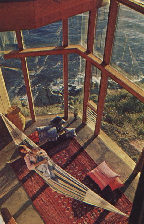 Hammock - inside with a view Hammocks Inside, Indoor Hammock, Room With A View, House Goals, Casas De Ensueño, Places And Spaces, Coastal Homes, 인테리어 디자인, Where The Heart Is