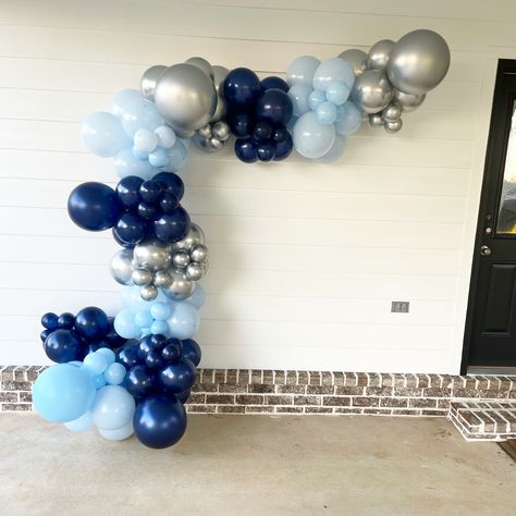 Silver Balloon Garland, Garland Balloon, Silver Balloon, Balloon Garland, Blue And Silver, Balloons, Silver