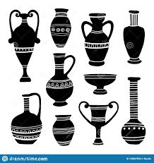 Ancient Clay Vases. Egyptian And Hellenic Pots, Amphoras And Jugs. Art And Crafts Concept. Hand Drawing Black Stock Vector - Illustration of icon, cartoon: 156907854 Planet Caravan, Egyptian Era, Clay Vases, Desert Chic, Ancient Egypt Art, Greek Vases, Greek Design, Drawing Black, Art And Crafts