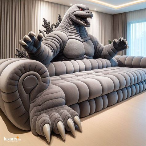 Epic Comfort: Godzilla vs. Kong Shaped Sofa for Ultimate Lounging 🦖🦍🛋️ #GodzillaKongSofa #MonsterComfort #EpicLounging Unleash your inner titan with the Giant GODZILLA x KONG Sofa. This colossal sofa features the iconic figures of Godzilla and Kong, creating an epic centerpiece for your living room. Dive into comfort and adventure with the Giant GODZILLA x KONG Sofa, where every sit-down is a battle for relaxation supremacy. 🌟🦍👑 https://luxarts.net/giant-godzilla-vs-kong-shaped-sofa/ Godzilla And Kong, Godzilla X Kong, Weird Furniture, Godzilla Vs Kong, Cabin Living Room, Fantasy Furniture, Unusual Furniture, Cool Couches, Shaped Sofa