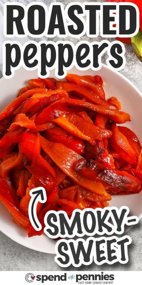 Roasted Pepper Recipes, Salad Toppers, Bell Pepper Recipes, Spend With Pennies, Stuffed Mini Peppers, Roasted Peppers, Roasted Red Peppers, Bell Peppers, Red Peppers