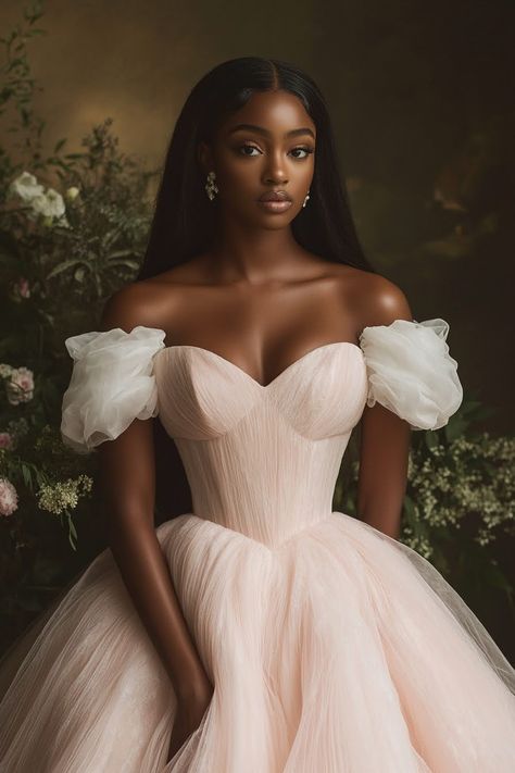 Flowy Gown Aesthetic, Ingenue Black Women, Ethereal Aesthetic Black Women, Regal Photoshoot Ideas, Princess Photo Shoot Ideas, Royalty Photoshoot Ideas, Youtube Channel Profile Picture, Real Princess Dresses, Channel Profile Picture