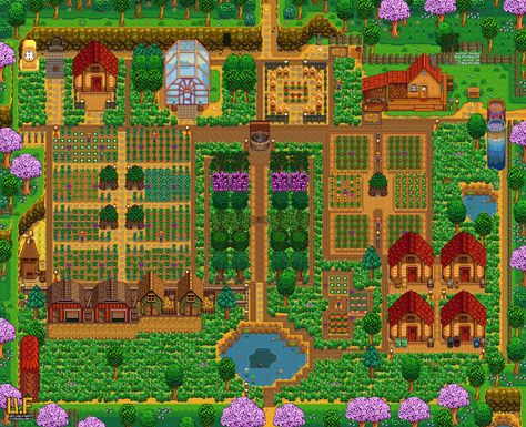 Stardew Valley Farm Layout, Stardew Valley Farm, Stardew Valley Farms, Farm Layout, Farm Design, Stardew Valley, Clash Of Clans, The Farm, Video Games