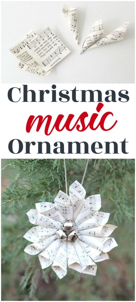 Sheet Music Ornaments Diy, Christmas Music Ornaments, Music Wreath, Diy Christmas Ornaments Rustic, Sheet Music Ornaments, Music Christmas Ornaments, Free Printable Sheet Music, Sheet Music Crafts, Newspaper Crafts Diy