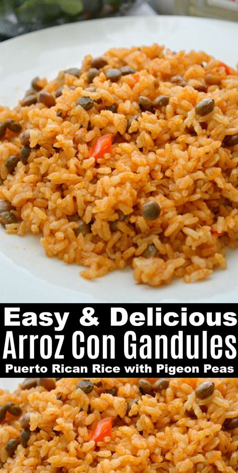 Gandule Rice, Arroz Con Gandules Recipe, Rice With Pigeon Peas, Puerto Rican Rice, Liquid Coconut Oil, Thanksgiving Side Dishes Easy, Side Dishes For Chicken, Boricua Recipes, Pigeon Peas