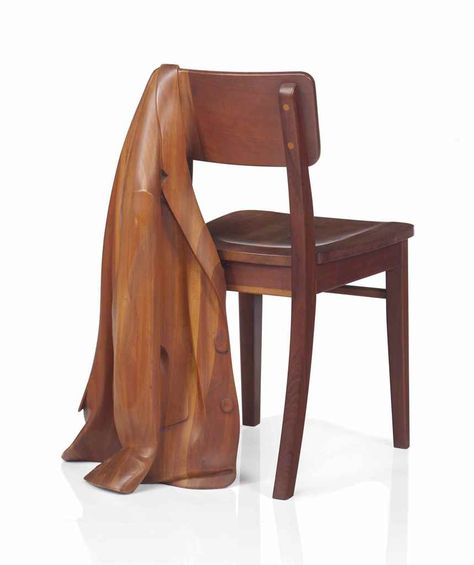 WENDELL CASTLE (B. 1932) 'CHAIR WITH SPORT COAT', 1978 carved cherry 32 in. (81.4 cm.) high carved signature W. Castle 78 Chair Sculpture, Detroit Institute Of Arts, Nyc Design, Carved Furniture, Sports Coat, Wooden Sculpture, Cool Chairs, Furniture Inspiration, Retro Decor