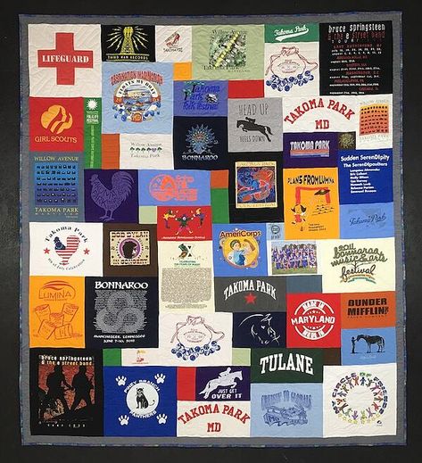 Here Are the 5 things That Can Make or Break Your T-shirt Quilt Tshirt Quilt Pattern Layout How To Make, T Shirt Quilts Ideas Layout Patterns, T Shirt Quilt Ideas, Tshirt Quilt Tutorial, Tshirt Quilt Diy, Tshirt Quilt Pattern, Tshirt Quilts, Quilt Diy, Denim Quilts