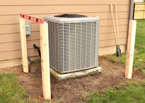 DIY AC Unit Cover-Digging Posts Ac Fence, Diy Ac Unit Cover, Diy Ac Unit, Hvac Cover, Air Conditioner Cover Outdoor, Ac Unit Cover, Diy Ac, Yard Oasis, Outdoor Air Conditioner