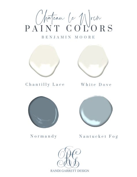 Chateau Le Wren Paint Colors - Randi Garrett Design Paint Trim, Best White Paint, Deck Paint, Rocky River, Paint Color Schemes, Neutral Paint Colors, Paint Colors Benjamin Moore, Benjamin Moore Paint, Colors For Home