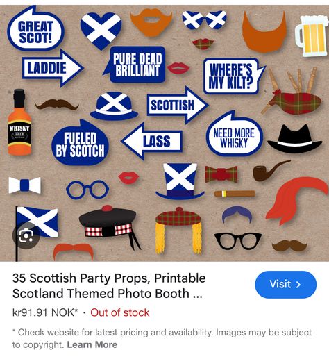 Party Props Printable, Scotland Party, Scottish Party, Photobooth Idea, Photo Booth Printables, Party Photobooth, Photo Booth Sign, Diy Props, Super Party