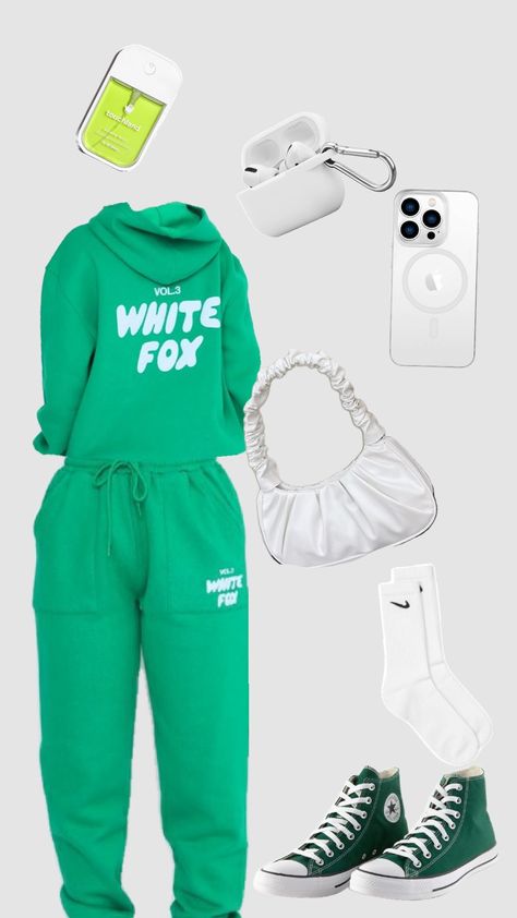 another white fox oot bcz why not 💚🤍☁️😚 Cute Nike Outfits, Jumpsuit Outfit, Cute Nikes, Birthday List, Simple Trendy Outfits, White Fox, Clothing Ideas, Nike Outfits, Amelie