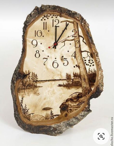 Wood Burn Clock Ideas, Wood Burned Clock, Pyrography Clock, Clock Project, Tre Kunst, Draw Better, Wooden Clocks, Pyrography Patterns, Wood Slice Art