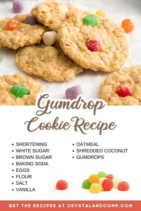 Gum Drop Cookies, Gumdrop Cookies, Drop Cookies Christmas, Recipe Oatmeal, Recipe Ingredients List, Drop Cookie Recipes, Christmas Baking Cookies, Drop Cookie, Gum Drop