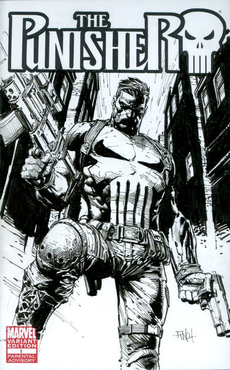 The Punisher Comic Art, Punisher Comic Art, Black And White Comic Art, The Punisher Comic, David Finch Art, Punisher Comic Book, Comic Inking, Punisher Artwork, Punisher Comics