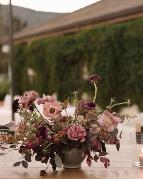 Wedding Dinner Table Setting, Moody Wedding Flowers, Winter Wedding Color Palette, Olive Green Weddings, Narrow Path, Violet Wedding, Event Centerpiece, Jewel Tone Wedding, Winter Wedding Colors