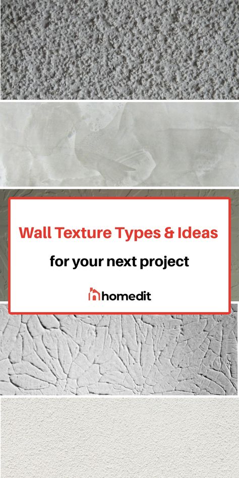 With many wall texture types available, finding one that’s perfect for your living space can be a challenge. Comb Texture Wall, Different Wall Textures, Texturing Walls, Types Of Textured Walls, Different Types Of Wall Texture, Sheetrock Texture Styles, Interior Wall Texture Pattern, Textured Wall Ideas, Textured Walls Ideas