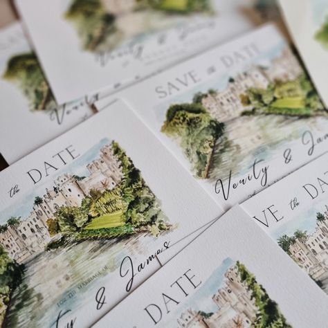 Warwick Castle Illustration Bespoke Save The Date Museum Save The Date, Royal Save The Date, Save The Date Venue Sketch, Save The Date Landscape Photo, Save The Date Venue Illustration, Castle Illustration, Save The Date Invitations, Wedding Invitation Paper, Hand Illustration