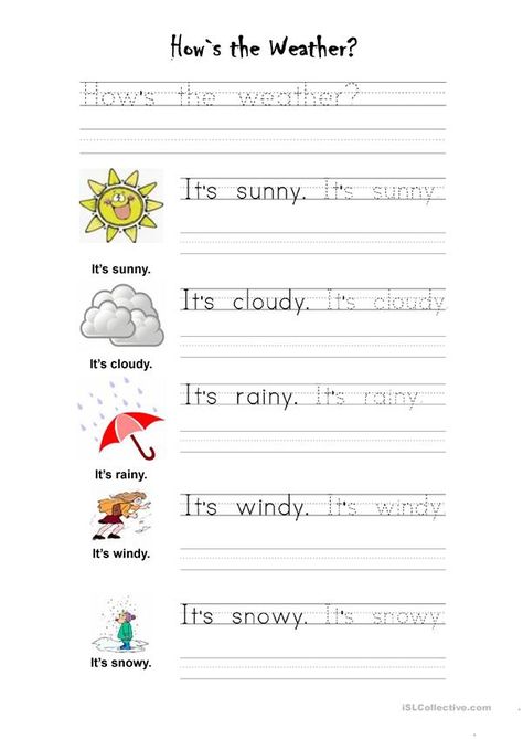 Weather For Kids, Weather Worksheets, Preschool Weather, Weather Vocabulary, Teacher Info, English Adjectives, Teaching Jobs, English Writing, Education English