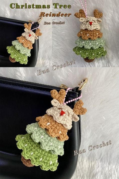 CROCHET CHRISTMAS : Amigurumi Crochet Reindeer Tutorial 🦌🦌  Crochet Christmas Tree 🎄🎄 


Materials 🥰💖
1. Cotton Yarn size 2 mm. 
2. Crochet Hook size 2.5 mm.
3. Polyester fiber

Finished size: Height 10 cm. Width 6 cm. Christmas Trees Crochet, Plushie Yarn Crochet, Free Crochet Christmas Ornaments Pattern Tree Decorations, Cute Christmas Crochet Ideas, Crochet Keychain Christmas, Crochet Christmas Keychain Pattern Free, Crochet Ideas For Christmas, Christmas Crochet Keychain, Crochet Ideas Christmas