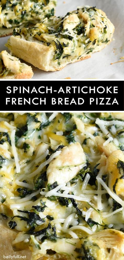 Spinach Artichoke Chicken Flatbread, French Bread Loaf Ideas, Things To Do With French Bread, Dinner With French Bread, Ways To Use French Bread, French Bread Pizza Ideas, French Bread Sandwich Ideas, French Bread Recipe Ideas, Recipes Using French Bread