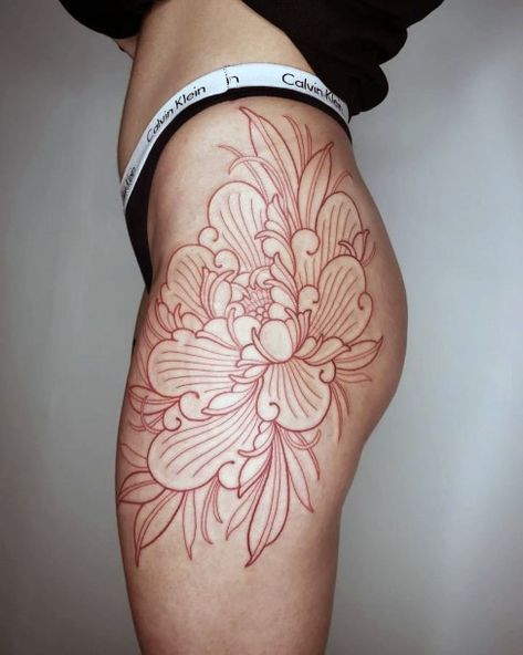 Top 100 Best Chrysanthemum Tattoos For Women - Flower Design Ideas Chrysanthemum Tattoo Hip, Chrysanthemum Tattoo Thigh, Japanese Chrysanthemum Tattoo, Chrysanthemum Tattoos, Back Of Thigh Tattoo, Mandala Thigh Tattoo, Flower Design Ideas, Thigh Tattoo Ideas, Bum Tattoo