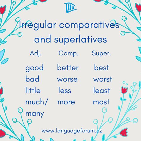 We have recently learned about comparatives and superlatives. Let's now look at these exceptions. Some adjectives have irregular comparative and superlative forms. Can you think of any other examples? Irregular Comparatives And Superlatives, Irregular Adjectives, Comparatives And Superlatives, Degrees Of Comparison, Comparative And Superlative, Prek Activities, Adjective Worksheet, Superlative Adjectives, Comparative Adjectives