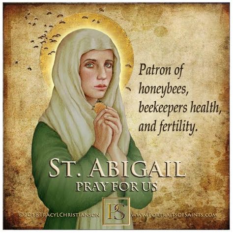 Saint Abigail was a Medieval Irish saint, also known as Gobnait (Irish for Abigail which means brings joy) or Deborah (meaning honeybee). She had a special relationship with bees and would care for the sick with honey and natural medicines. She is also credited with saving Ballyvourney from the plague. Abigail ministered to the people until her “soul left her body” which in Irish legend is represented by a flying bee. Happy Feast Day, Flying Bee, Happy Feast, Saint Quotes Catholic, The Plague, Irish Saints, Lady Of Fatima, Saint Quotes, Catholic Quotes