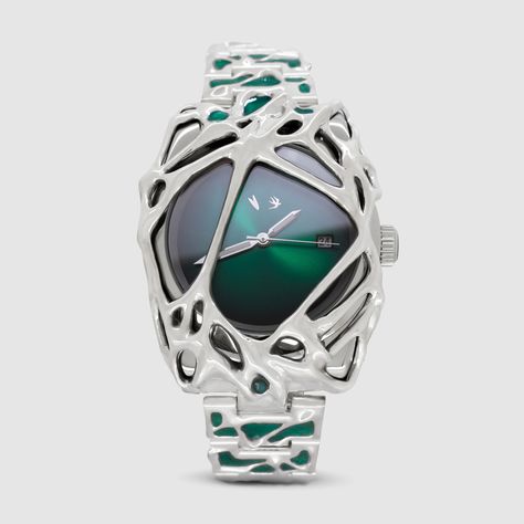 ALABASTER INDUSTRIES (green with envy, just like my eyes) Alabaster Industries Watch, Alabaster Watch, Alabaster Industries, Art Watches, Watches Design, Fancy Watches, Clothing Art, Jewerly Designs, Art Watch